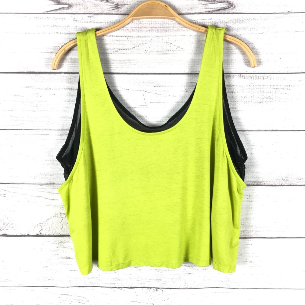 Silence + Noise Sheer Scoop Neck Tank Crop Top